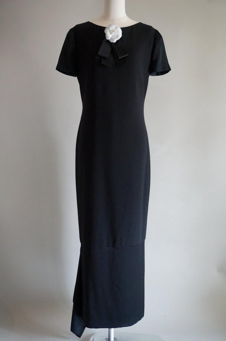 シャネル シルクロングドレス 40